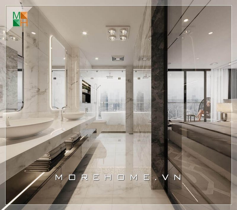 Gương không viền mang lại vẻ đẹp tinh tế, giản dị và thoáng đãng cho căn phòng có bề ngang hẹp khi đặt nó ở phòng tắm, vệ sinh.